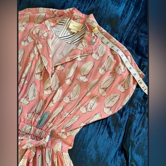 Anthropologie - Nautical Pink and White Short Sleeved Jumpsuit Romper - Small - Picture 9 of 10